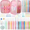 87 Pcs Crochet Hook Set, 19 Sizes 0.5mm-8mm(L), Ergonomic Soft Grip Handles Crochet Needles Kit with Case for Arthritic Hands, Crochet Starter Kit for Beginners Knitting Yarn Lovers